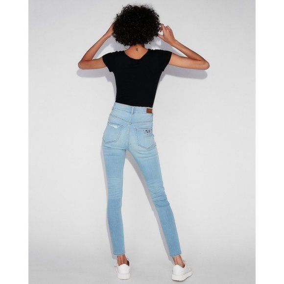 Express High Waisted Embellished Jean Legging 2 - Picture 5 of 5